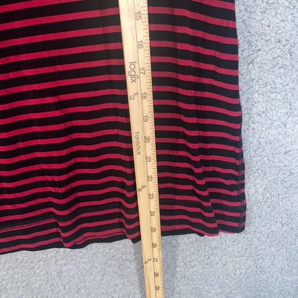 Chico's T Shirt Womens 3 Red Black Stripes Short Sleeve Round Neck Casual Top - Picture 7 of 15